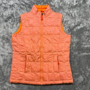 Marmot Vest Youth Medium Orange Quilted Duck Down Insulated Lightweight Puffer